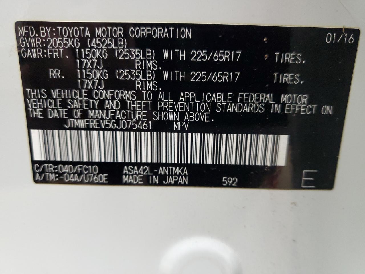 JTMWFREV5GJ075461 2016 TOYOTA RAV 4 - Image 15