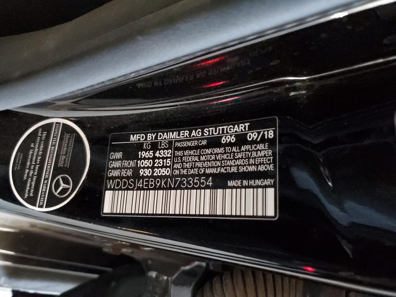 WDDSJ4EB9KN733554 2019 MERCEDES-BENZ CLA CLASS - Image 12