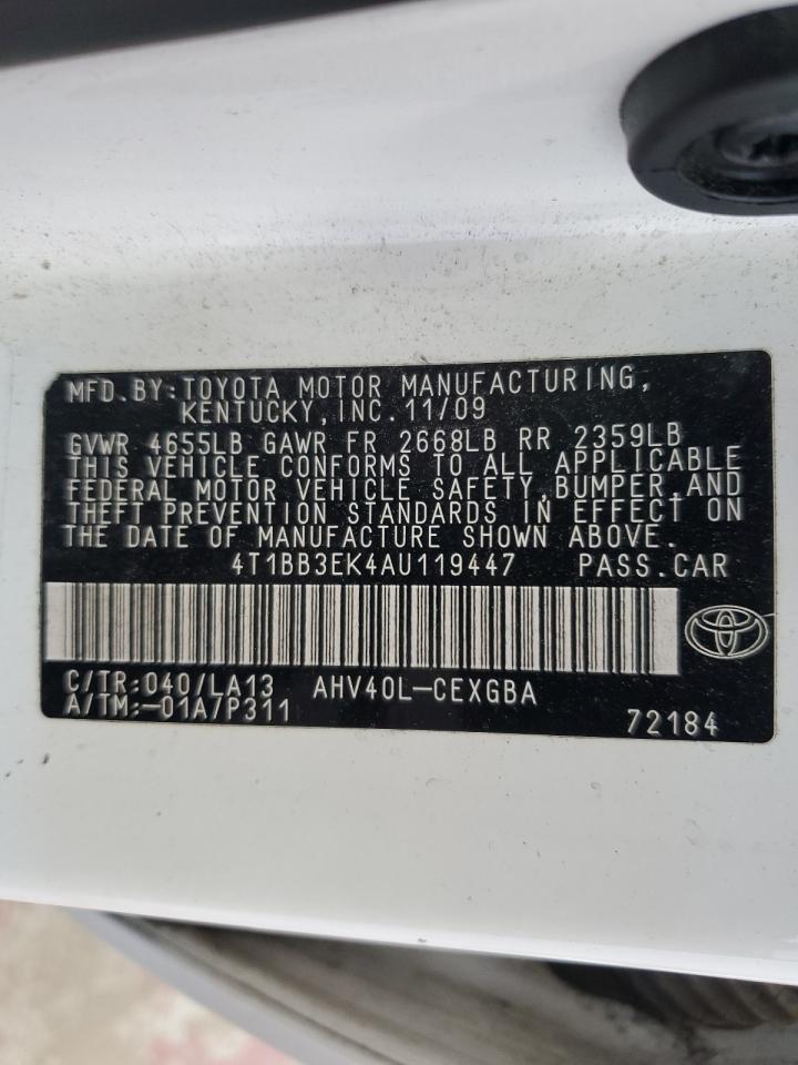 4T1BB3EK4AU119447 2010 Toyota Camry Hybrid