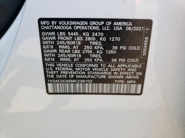 1V2AC2CA5MC238103 Volkswagen Atlas CROS 13