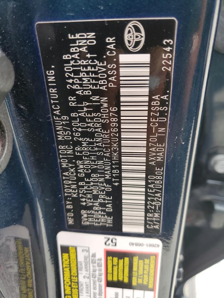 4T1B11HK3KU269876 2019 TOYOTA CAMRY - Image 13