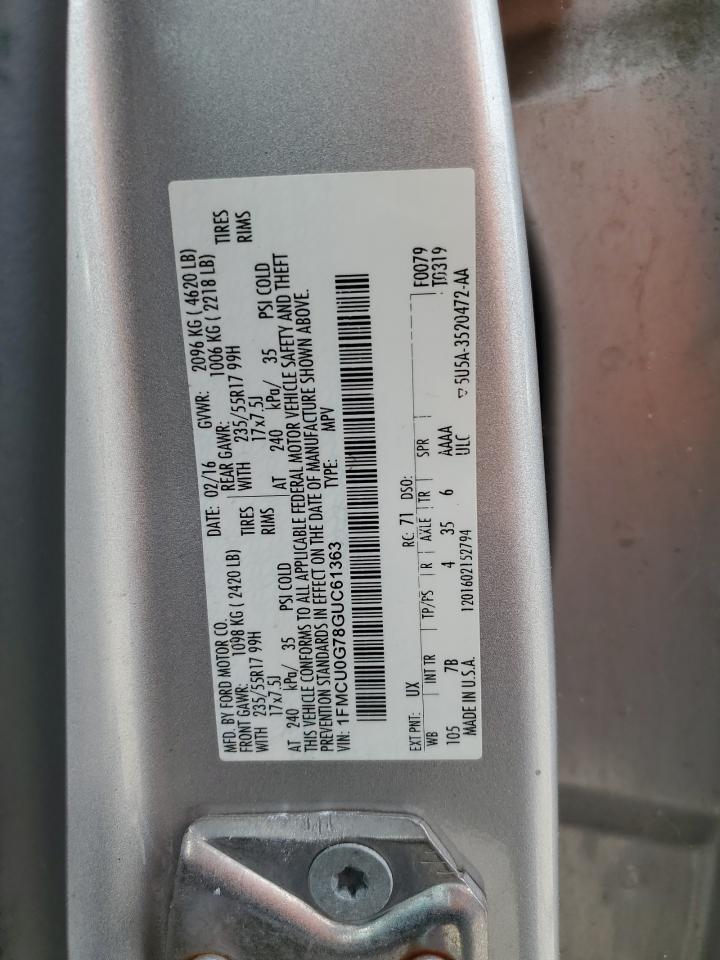 1FMCU0G78GUC61363 2016 Ford Escape Se