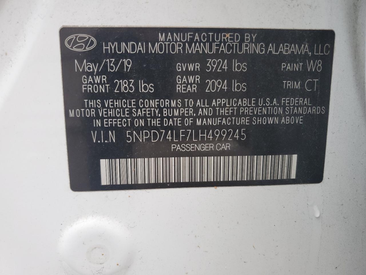 5NPD74LF7LH499245 2020 Hyundai Elantra Se