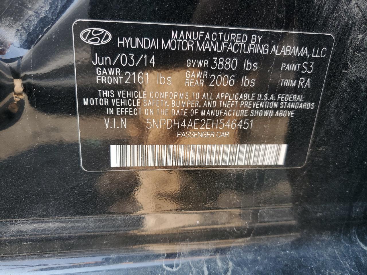 5NPDH4AE2EH546451 2014 Hyundai Elantra Se