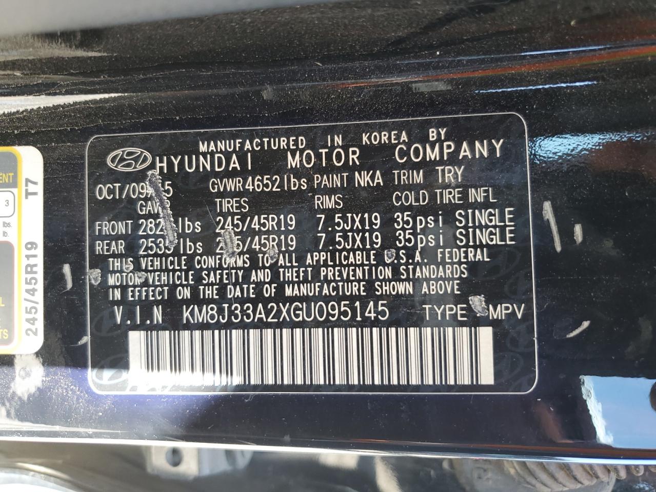 KM8J33A2XGU095145 2016 Hyundai Tucson Limited