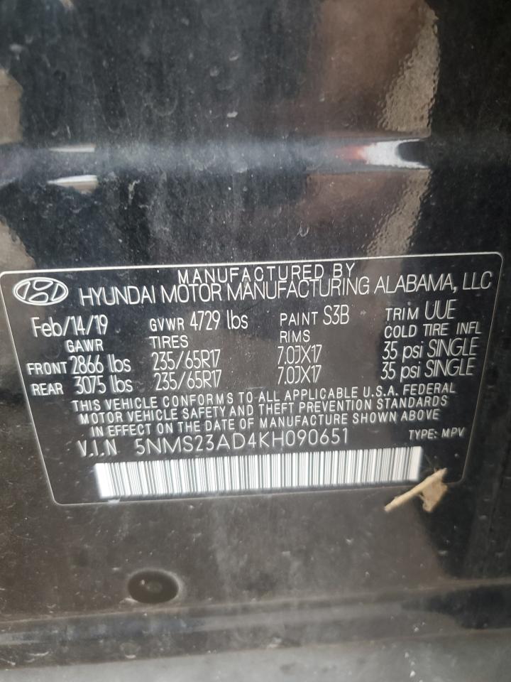 5NMS23AD4KH090651 2019 Hyundai Santa Fe Se