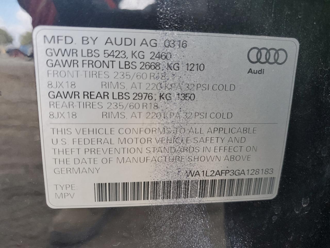 WA1L2AFP3GA128183 2016 Audi Q5 Premium Plus