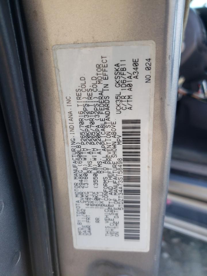 5TDZT34A73S158498 2003 Toyota Sequoia Sr5