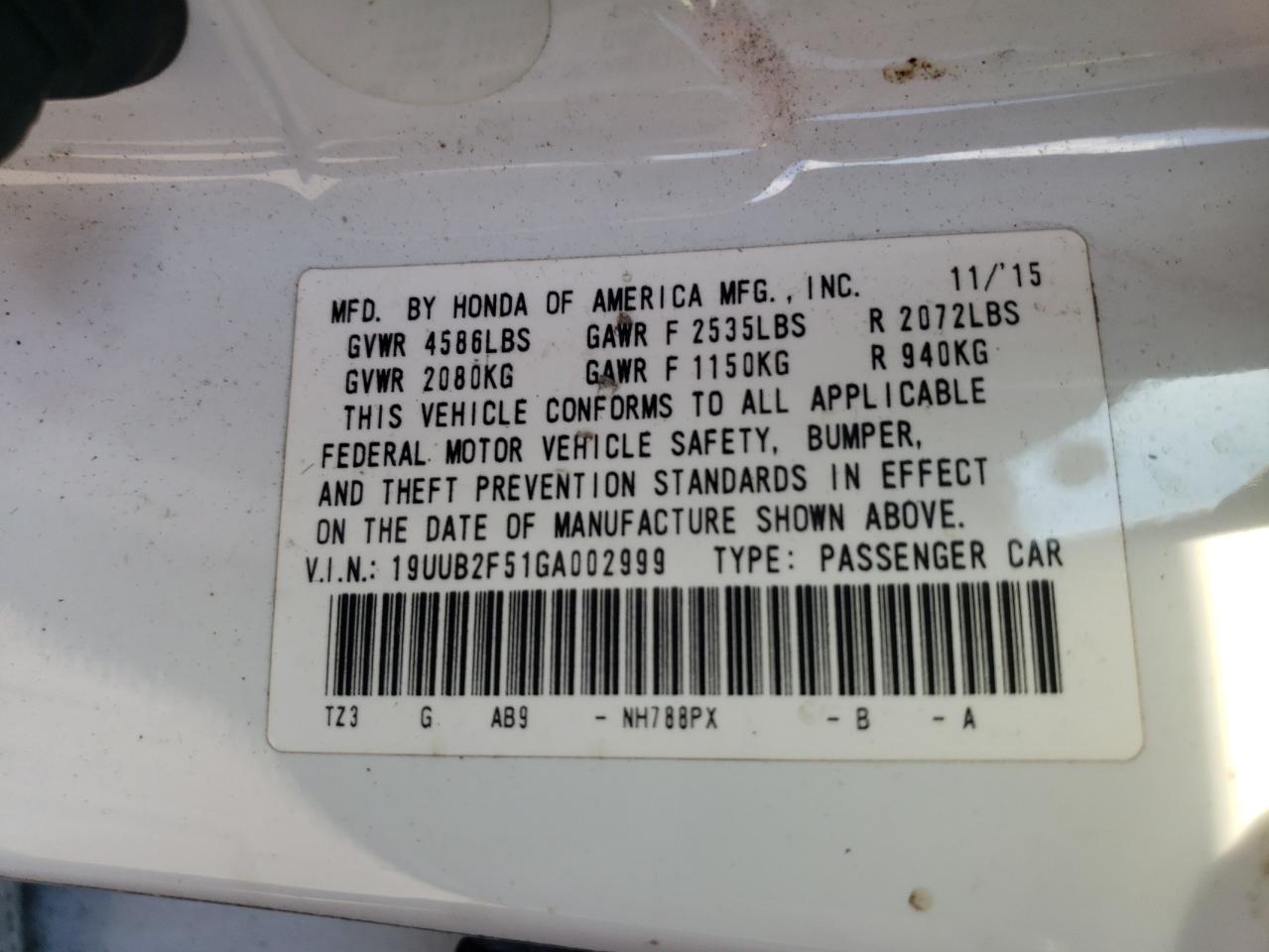 19UUB2F51GA002999 2016 Acura Tlx Tech