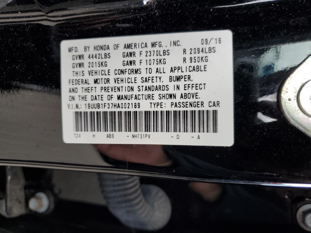 19UUB1F37HA002189 2017 Acura Tlx