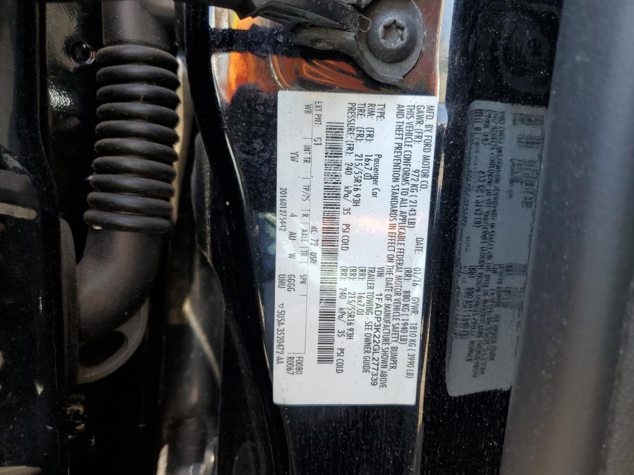 1FADP3K22GL277339 2016 Ford Focus Se