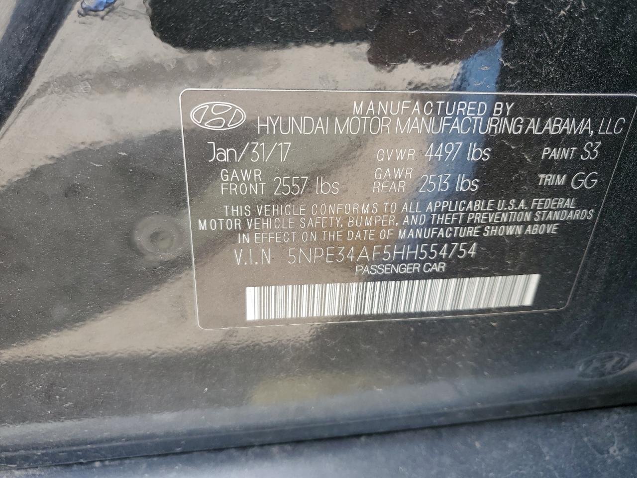 5NPE34AF5HH554754 2017 HYUNDAI SONATA - Image 14