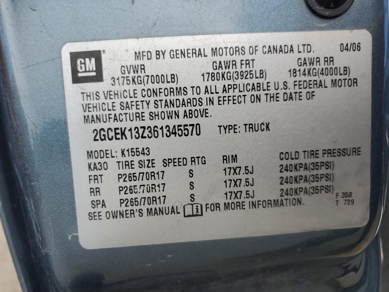 2GCEK13Z361345570 2006 Chevrolet Silverado K1500