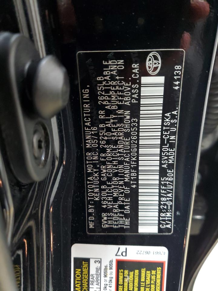 4T1BF1FK0GU260533 2016 Toyota Camry Le