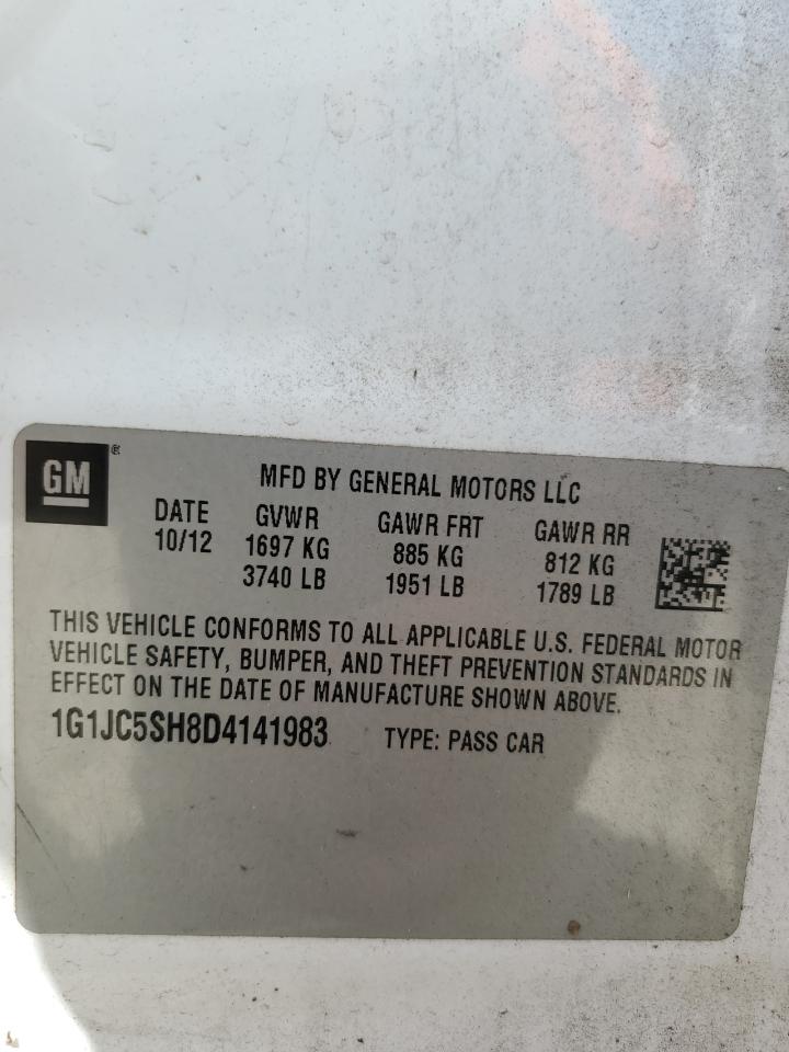 2013 Chevrolet Sonic Lt VIN: 1G1JC5SH8D4141983 Lot: 73542214