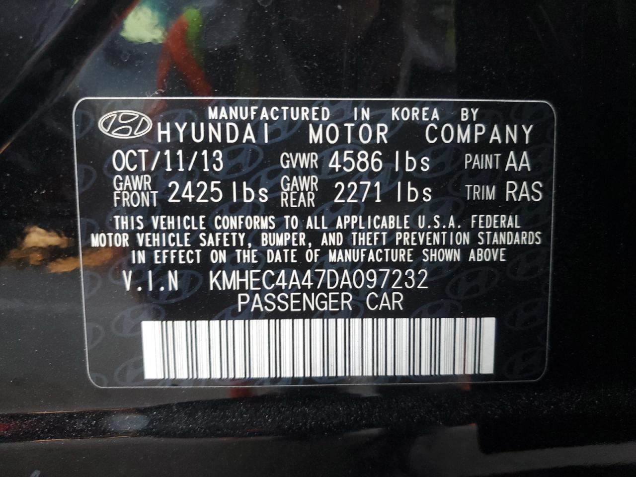 KMHEC4A47DA097232 2013 Hyundai Sonata Hybrid