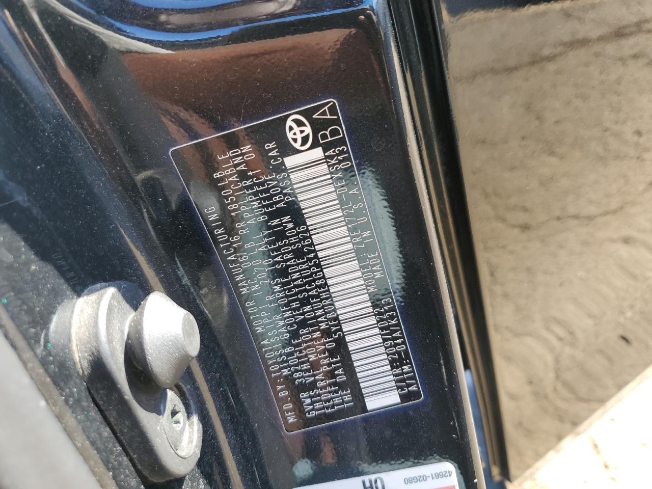 2016 Toyota Corolla L VIN: 5YFBURHE8GP542626 Lot: 69899384