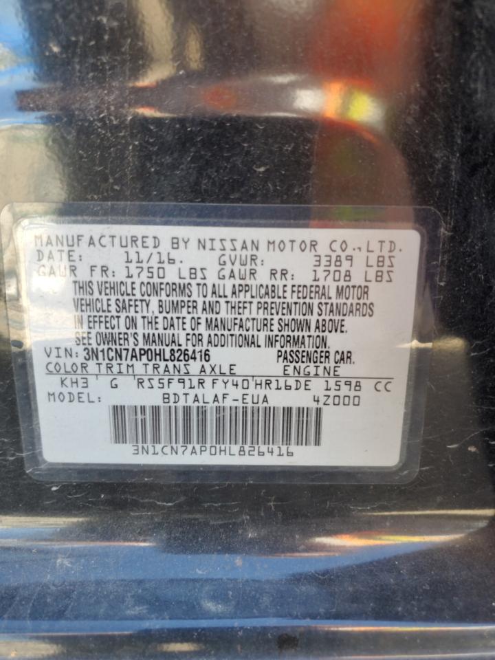 3N1CN7AP0HL826416 2017 Nissan Versa S