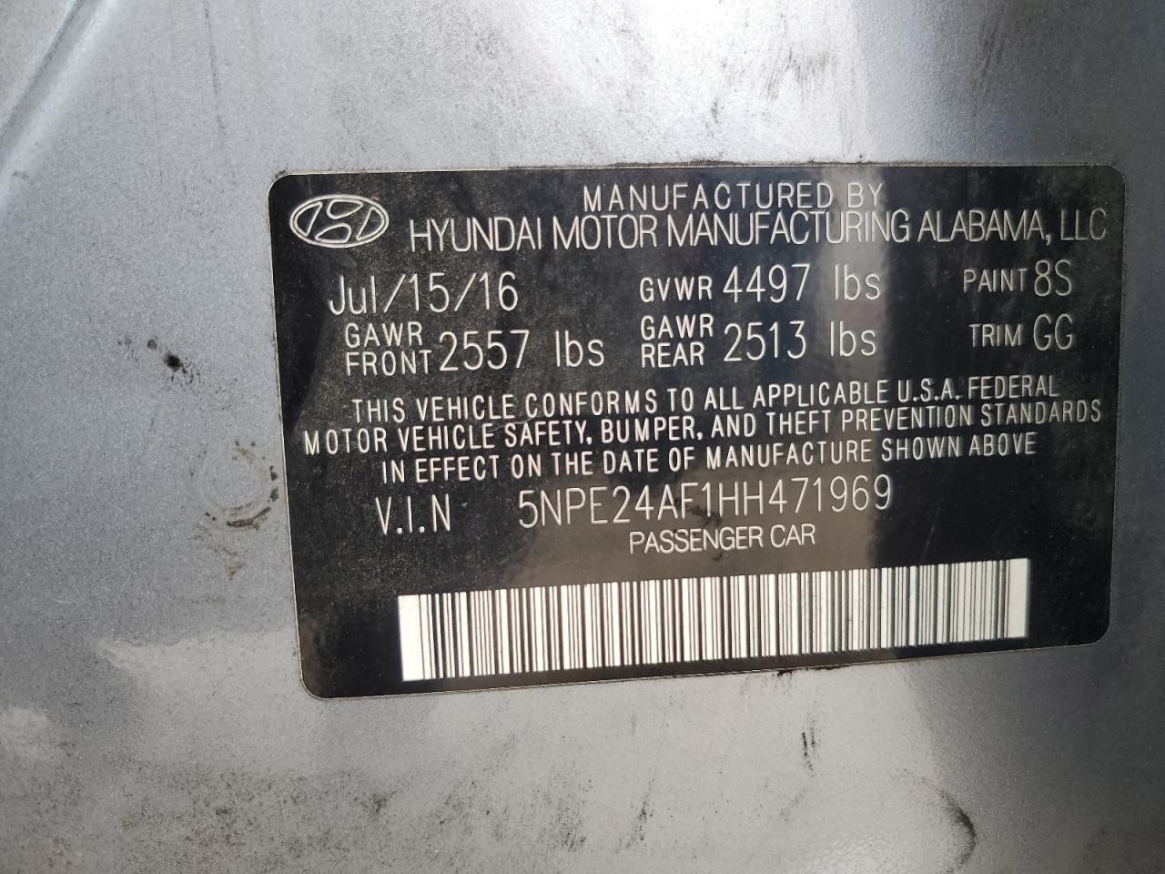 5NPE24AF1HH471969 2017 Hyundai Sonata Se