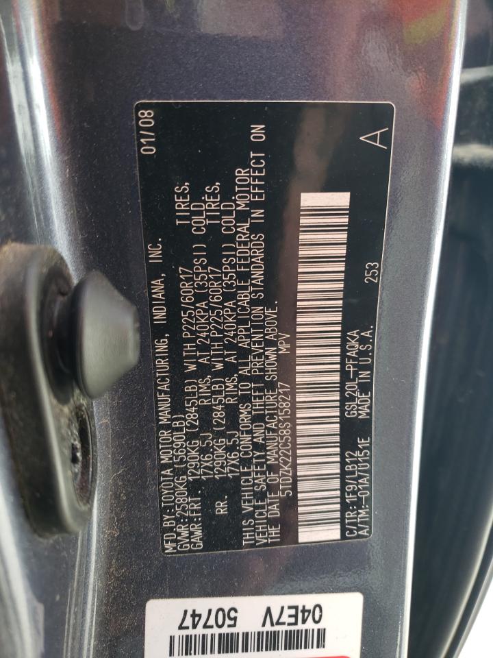 5TDZK22C58S158217 2008 Toyota Sienna Xle