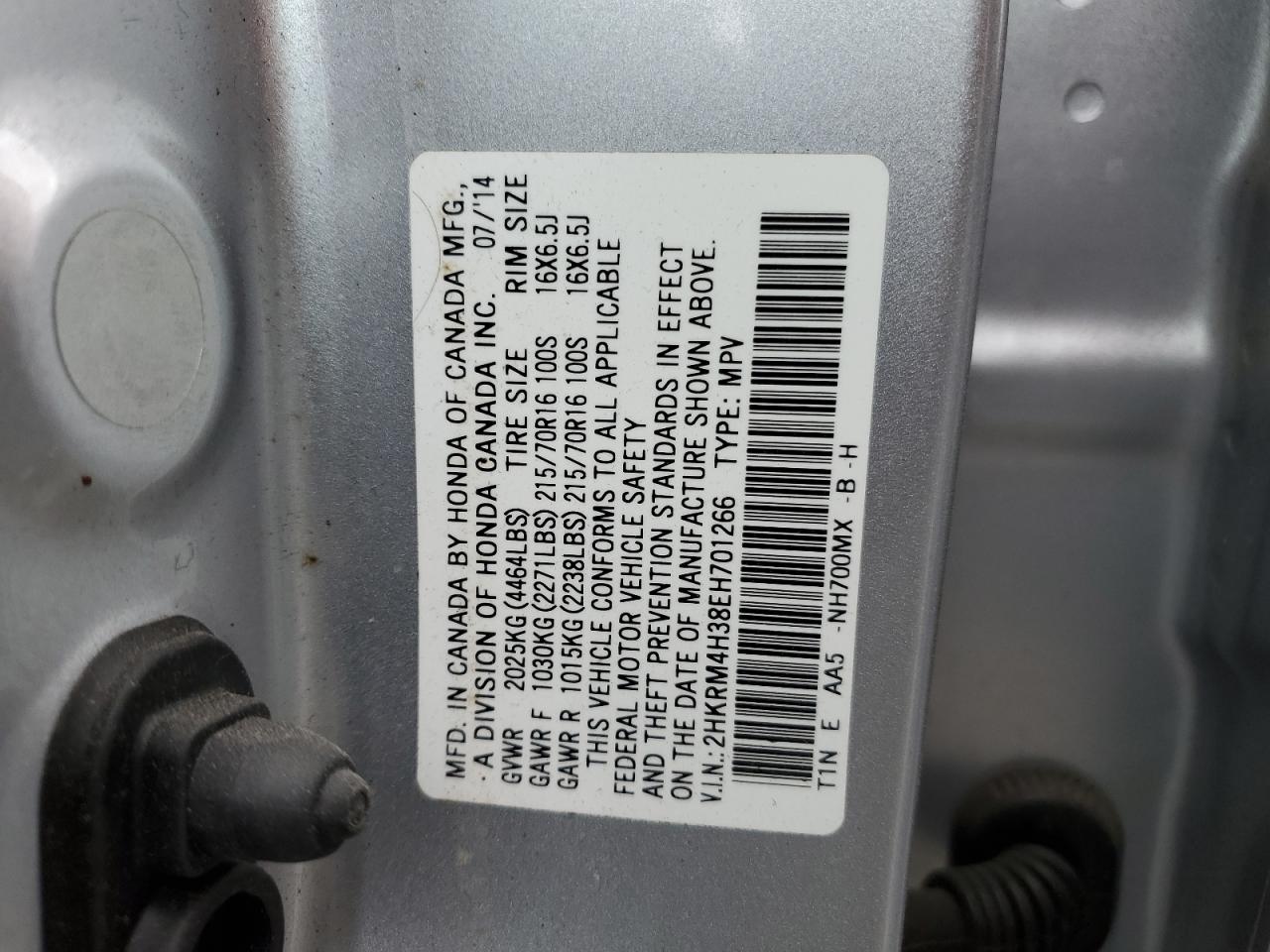 2HKRM4H38EH701266 2014 Honda Cr-V Lx