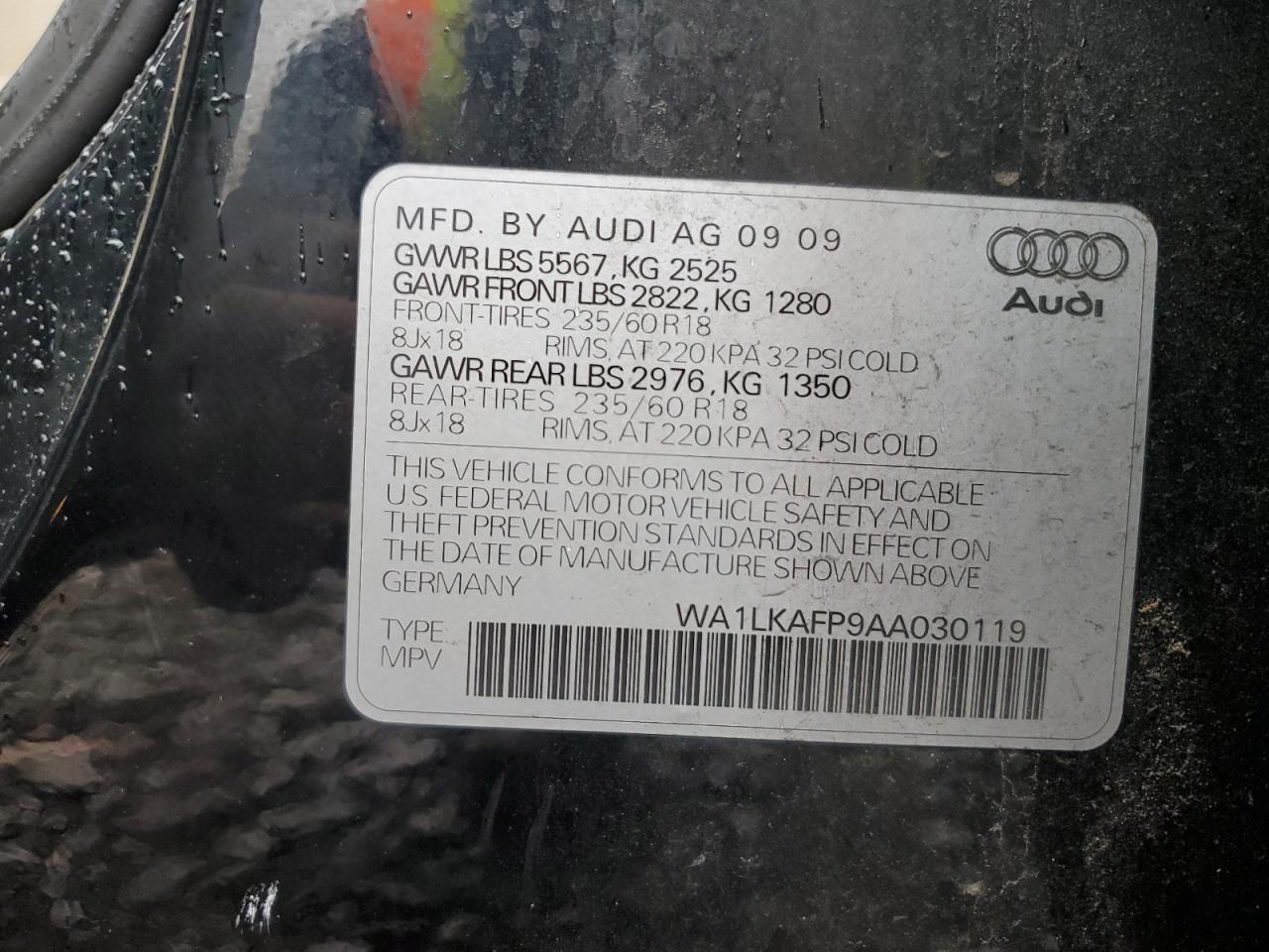 WA1LKAFP9AA030119 2010 Audi Q5 Premium Plus