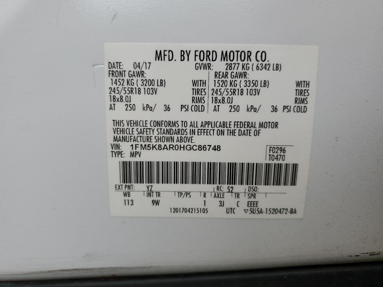 1FM5K8AR0HGC86748 2017 FORD EXPLORER - Image 13