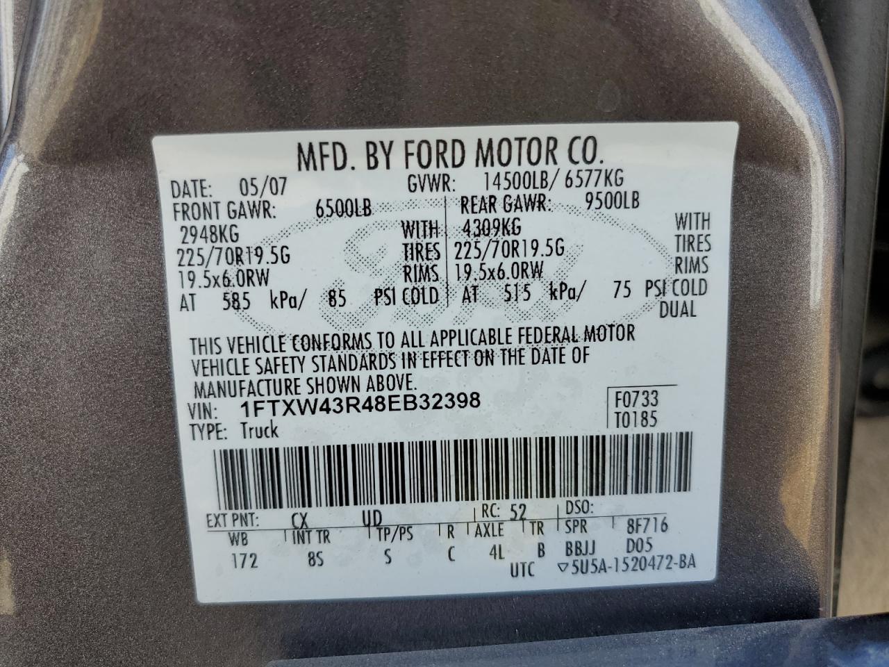 1FTXW43R48EB32398 2008 Ford F450 Super Duty