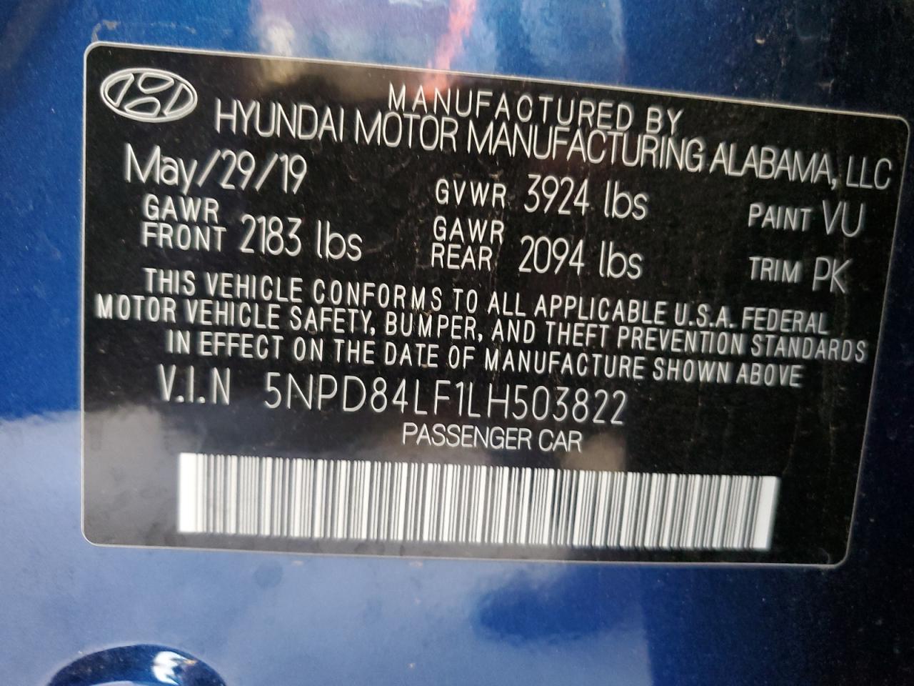 5NPD84LF1LH503822 2020 Hyundai Elantra Sel