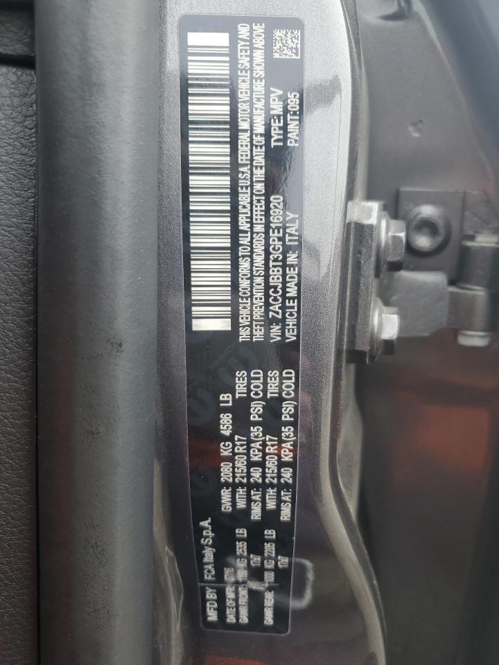 2016 Jeep Renegade Latitude VIN: ZACCJBBT3GPE16920 Lot: 72729054