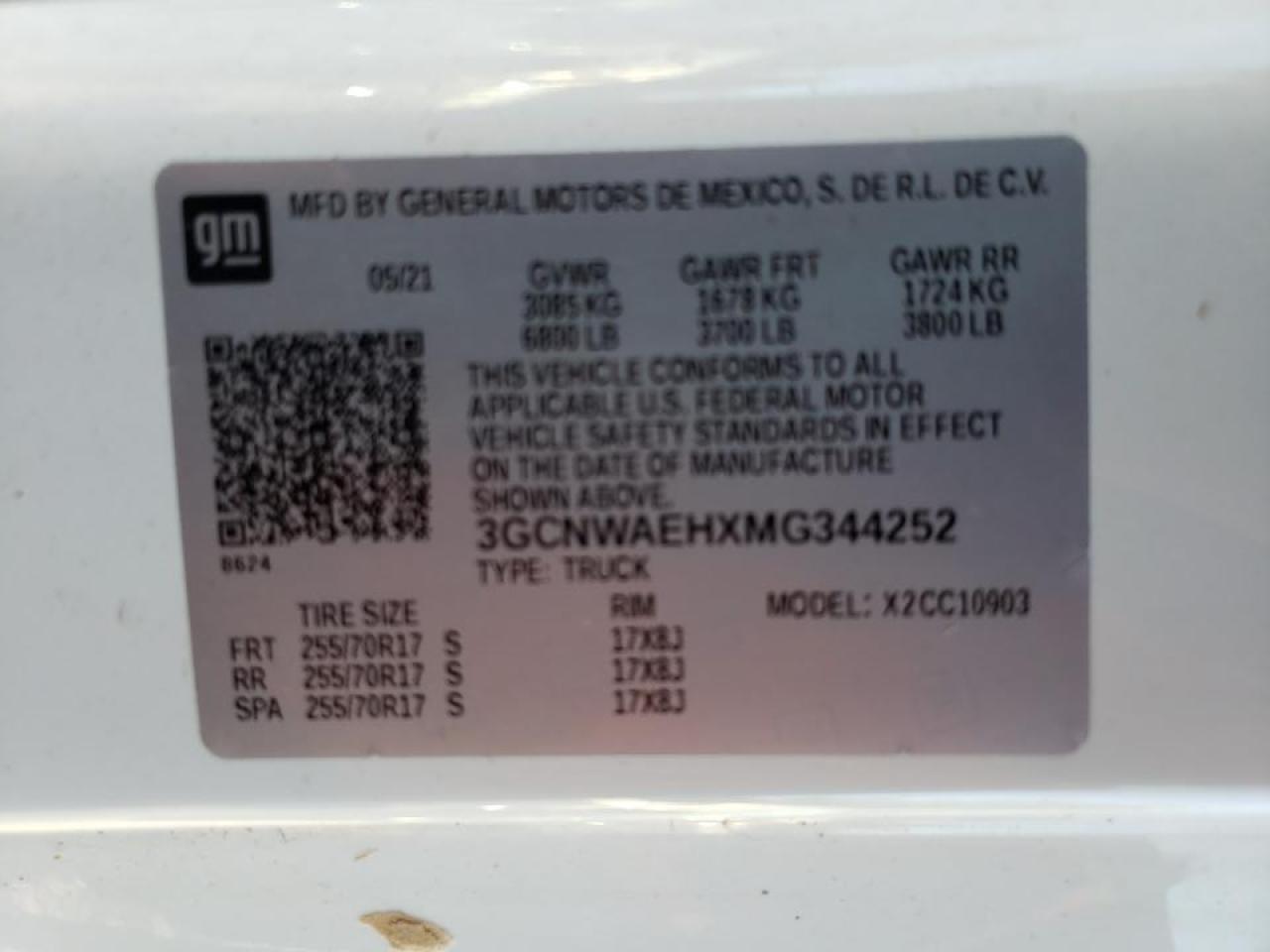 VIN 3GCNWAEHXMG344252 2021 CHEVROLET ALL Models no.12