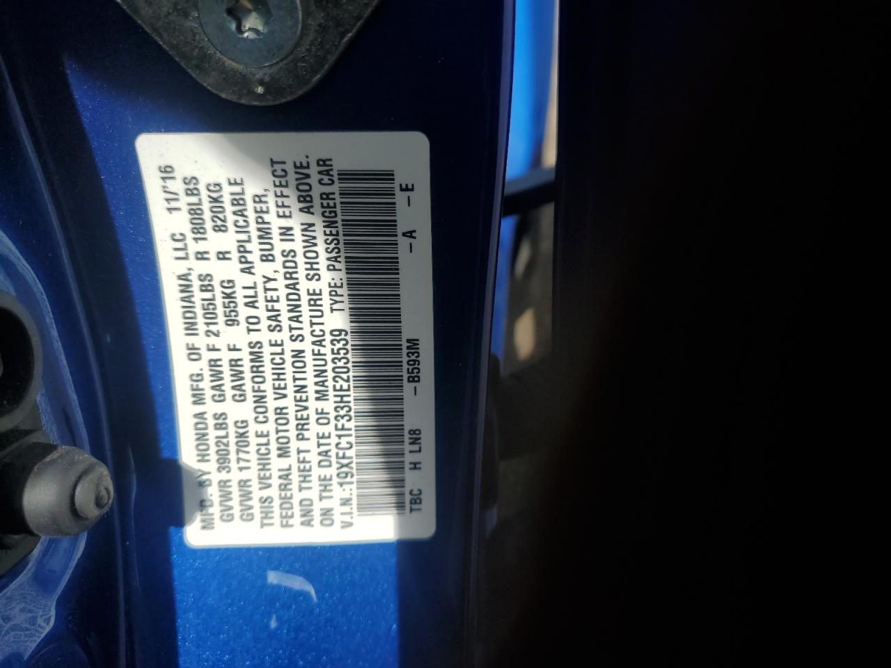 19XFC1F33HE203539 2017 Honda Civic Ex 19XFC1F33HE203539 2017 Honda Civic Ex