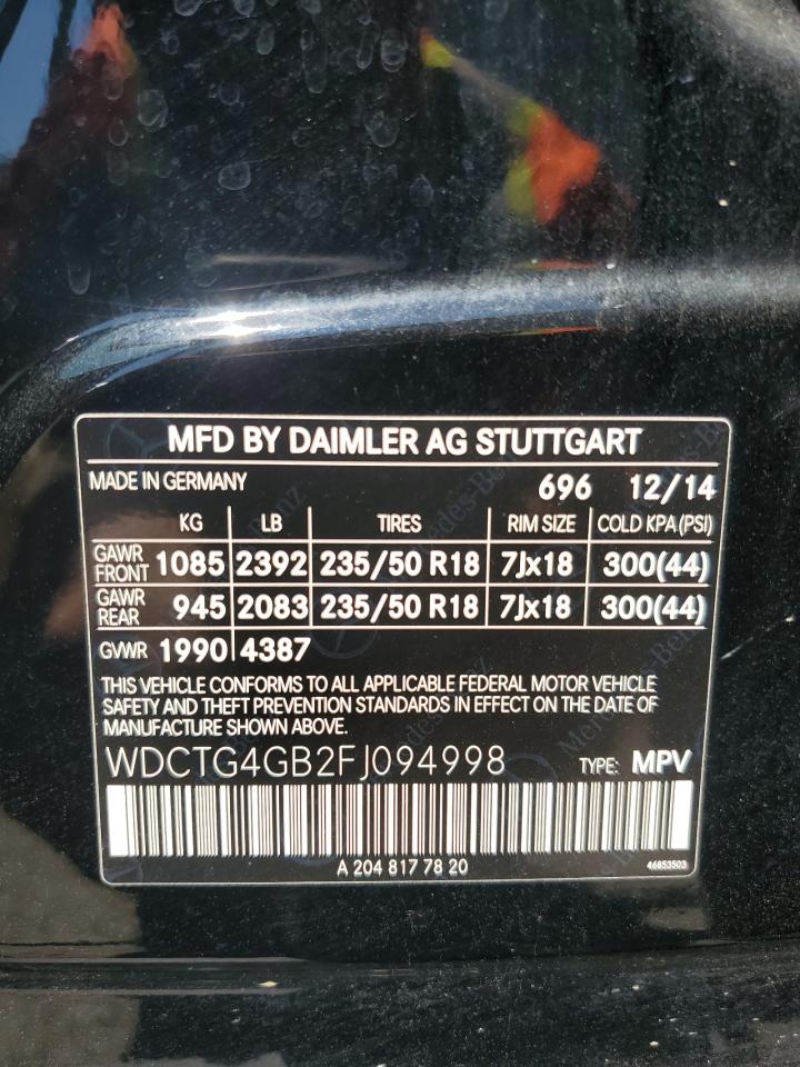 WDCTG4GB2FJ094998 2015 MERCEDES-BENZ GLA CLASS - Image 13