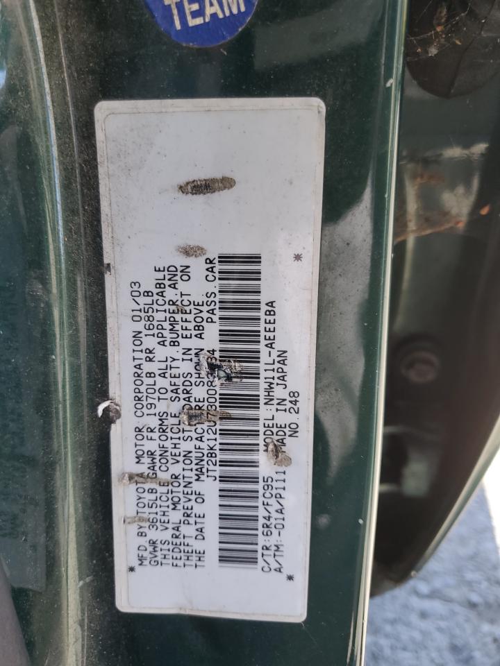 JT2BK12U730083884 2003 Toyota Prius