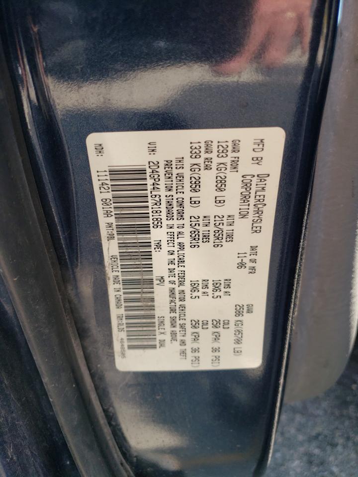 2D4GP44L67R181856 2007 Dodge Grand Caravan Sxt