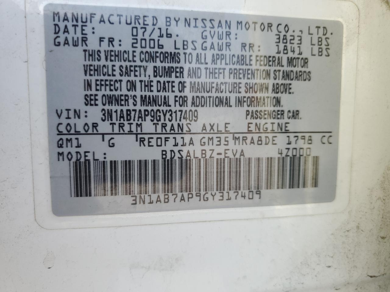 3N1AB7AP9GY317409 2016 Nissan Sentra S