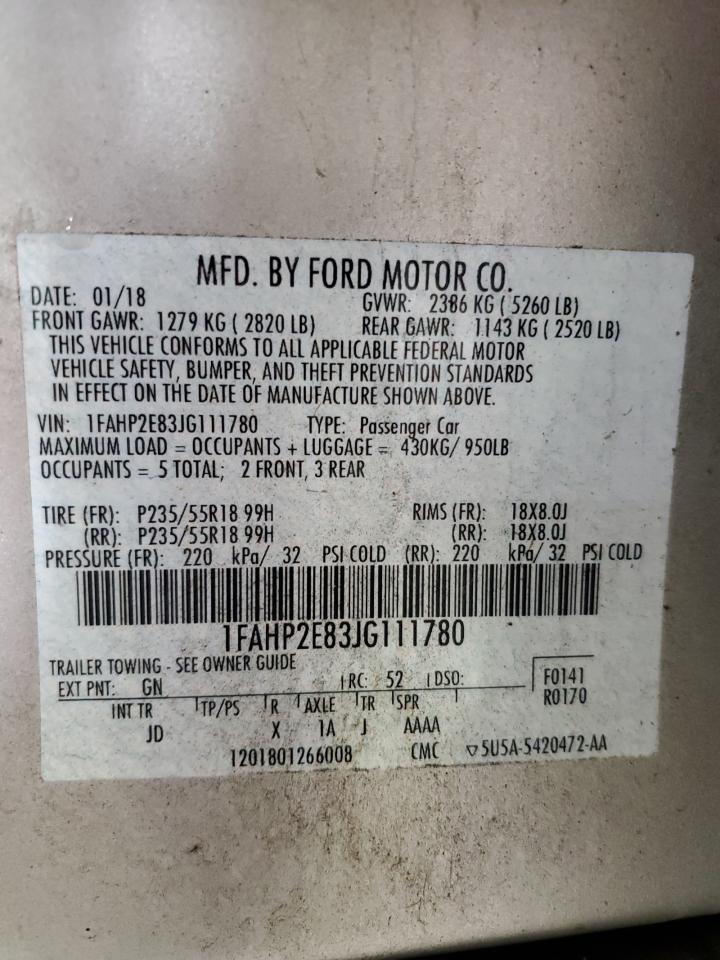 1FAHP2E83JG111780 2018 Ford Taurus Sel