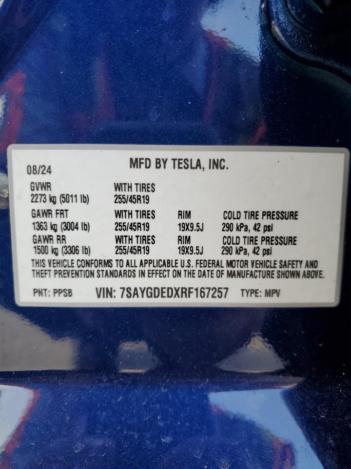 7SAYGDEDXRF167257 2024 Tesla Model Y