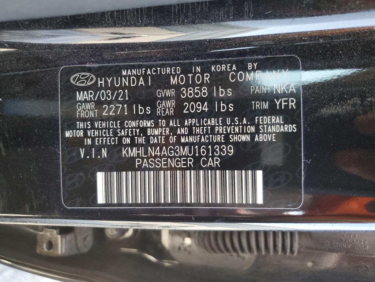 2021 Hyundai Elantra Sel VIN: KMHLN4AG3MU161339 Lot: 73328664