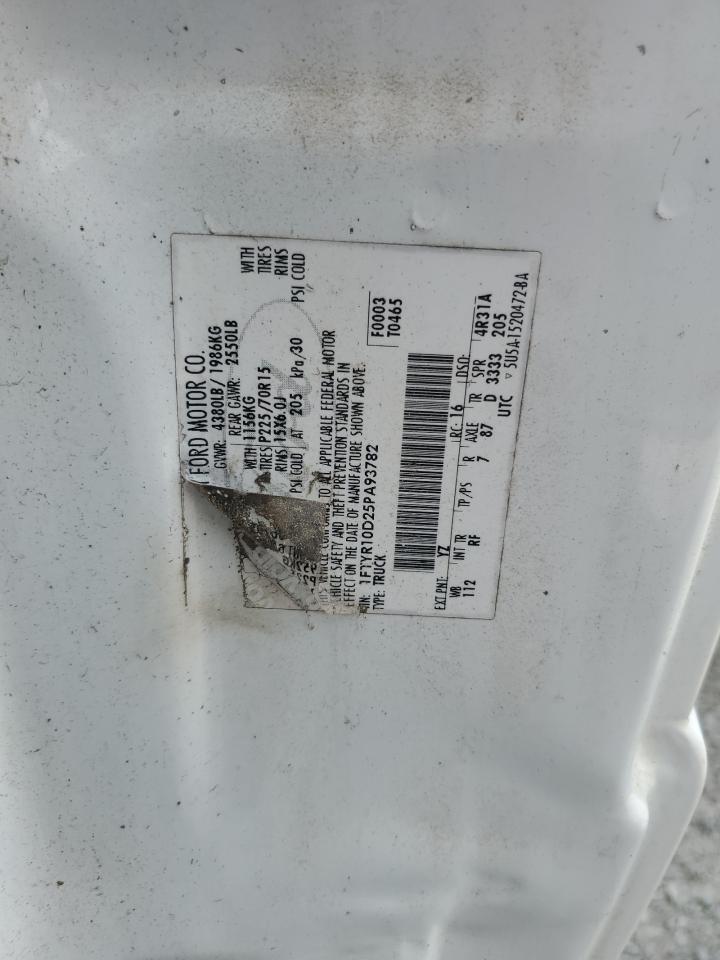 2005 Ford Ranger VIN: 1FTYR10D25PA93782 Lot: 73209224