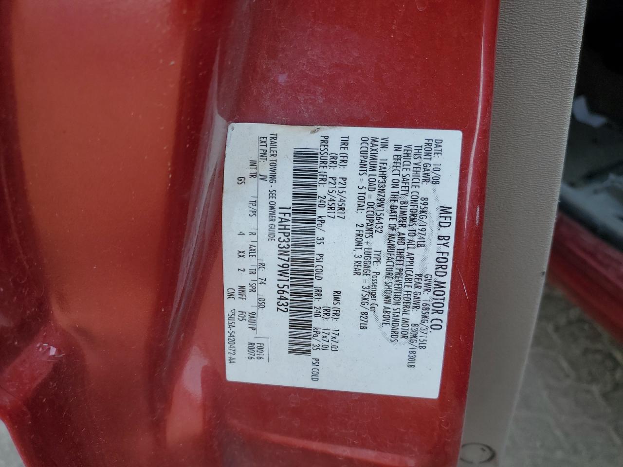 1FAHP33N79W156432 2009 Ford Focus Ses