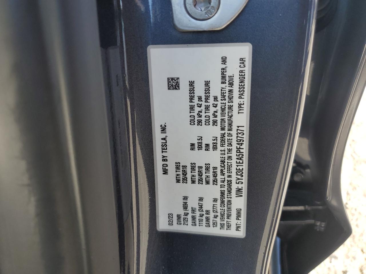 5YJ3E1EA5PF497371 2023 Tesla Model 3