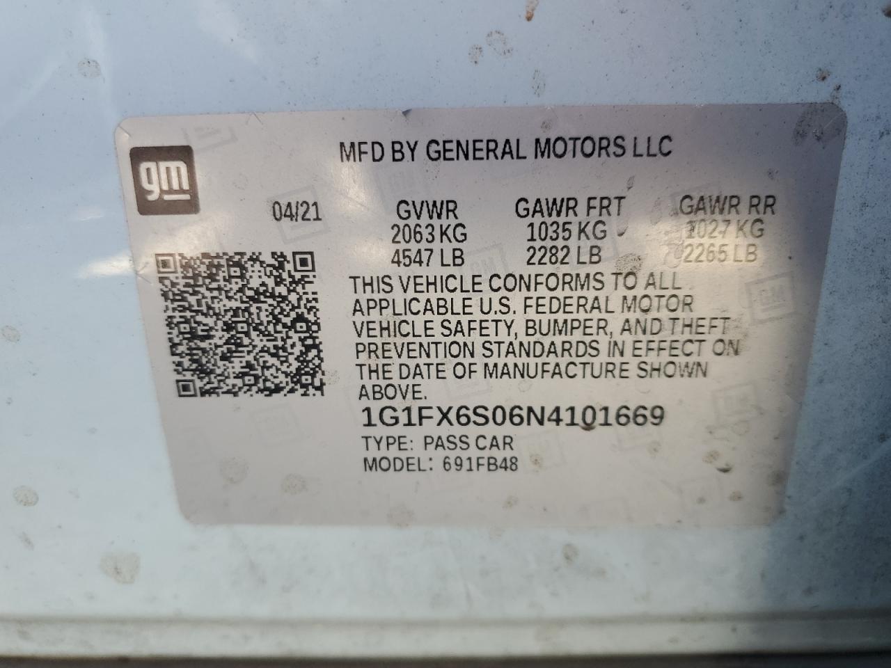 1G1FX6S06N4101669 2022 Chevrolet Bolt Ev 2Lt