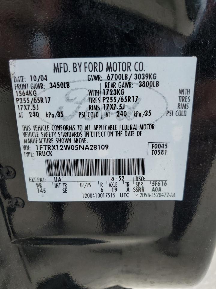 2005 Ford F150 VIN: 1FTRX12W05NA28109 Lot: 69984954