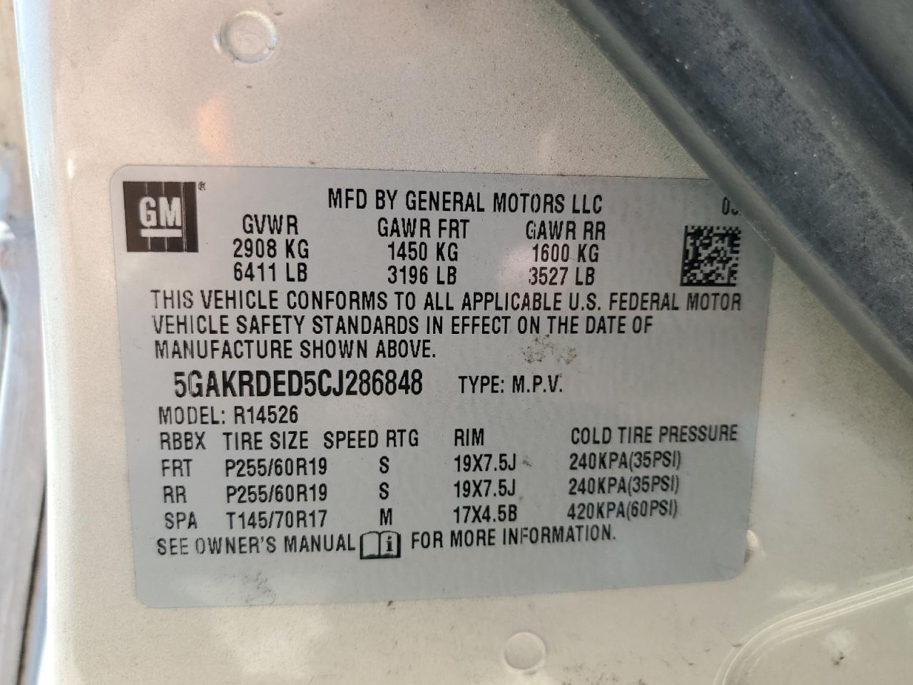 5GAKRDED5CJ286848 2012 Buick Enclave