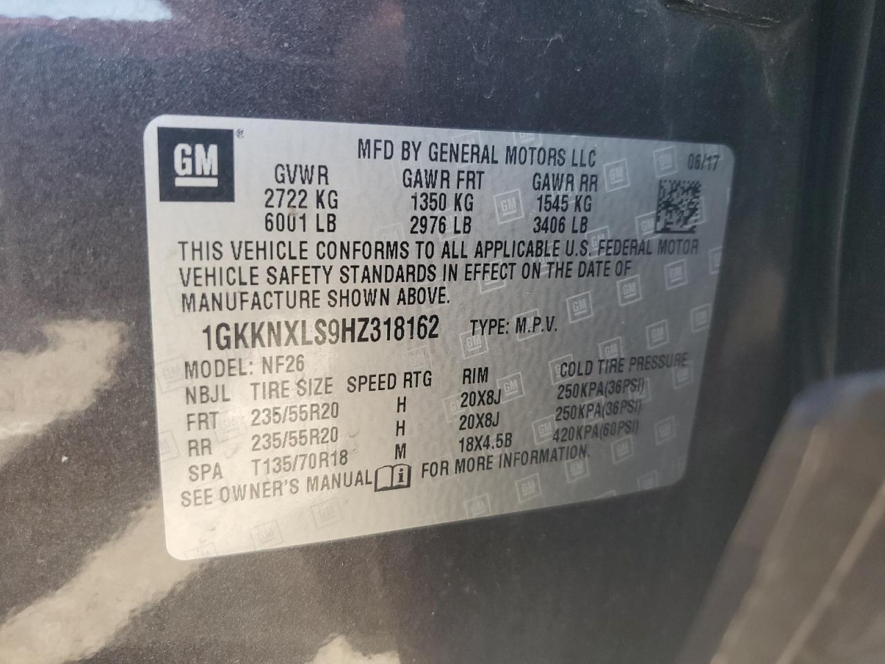 1GKKNXLS9HZ318162 2017 GMC Acadia Denali