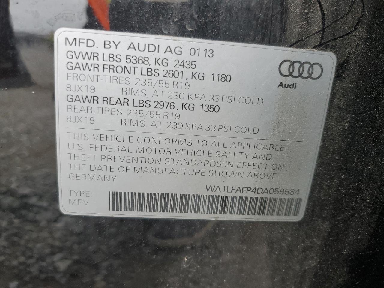 WA1LFAFP4DA059584 2013 Audi Q5 Premium Plus