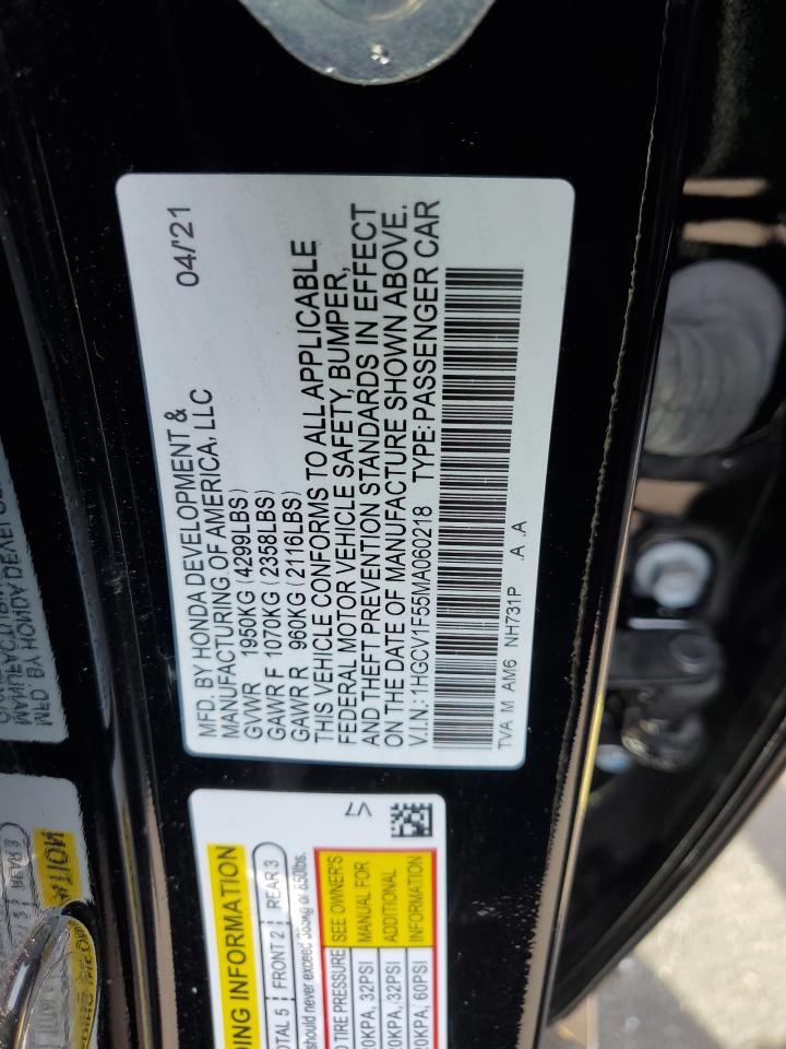 1HGCV1F55MA060218 2021 Honda Accord Exl