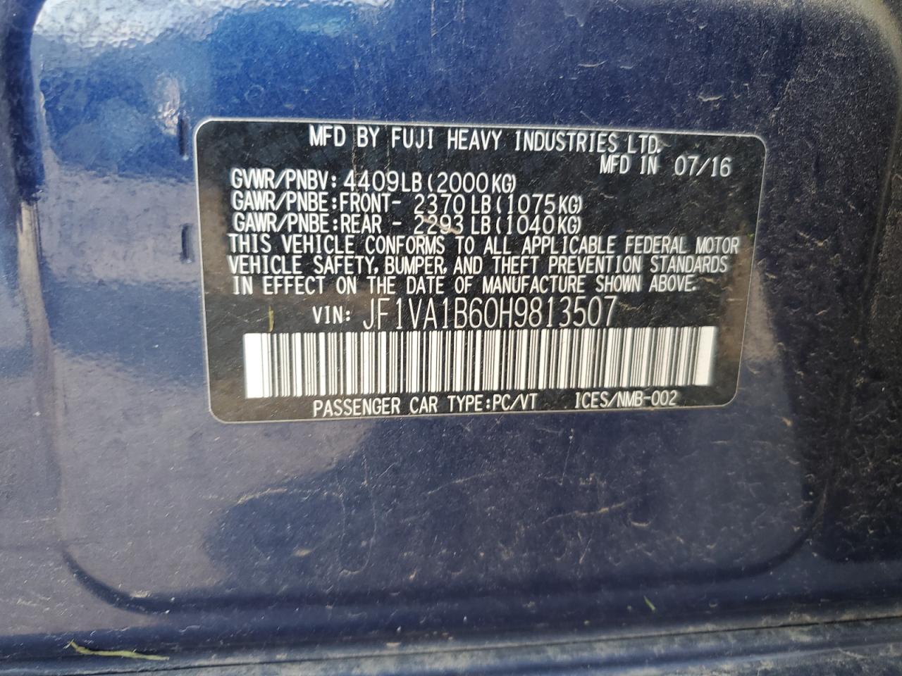 JF1VA1B60H9813507 2017 Subaru Wrx