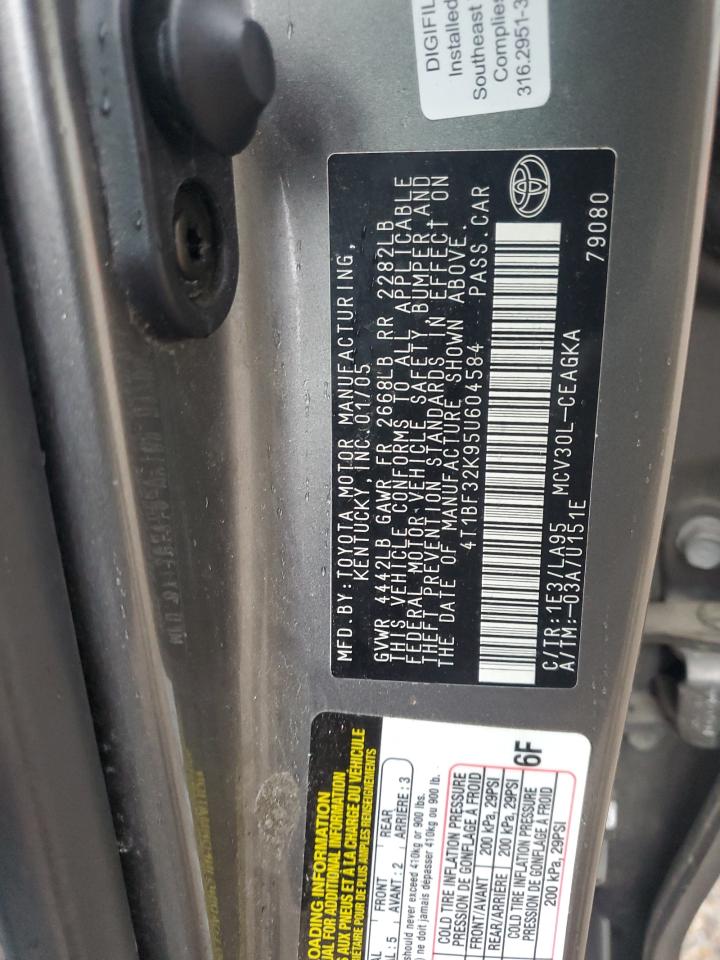 4T1BF32K95U604584 2005 Toyota Camry Le